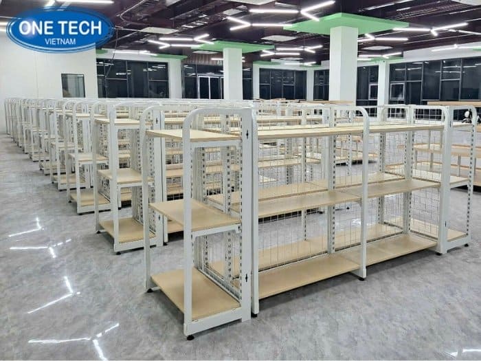 Kệ khung sắt mặt gỗ sang trọng