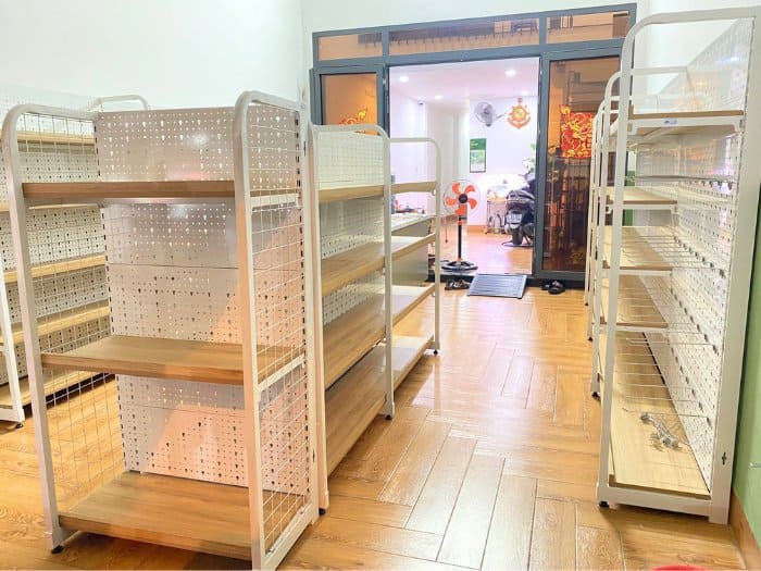 Kệ khung săt mặt gỗ cao cấp thanh lý
