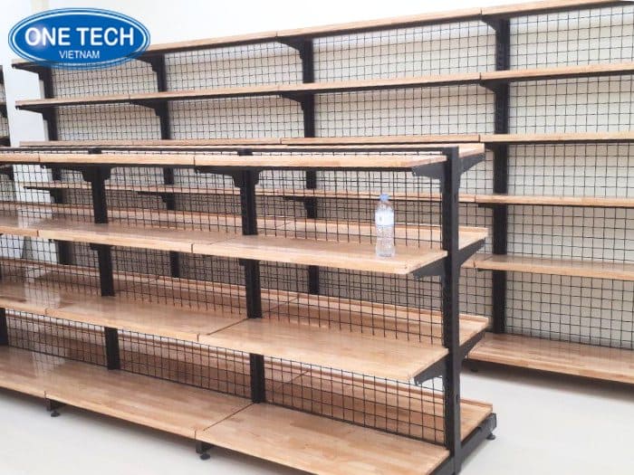Kệ khung sắt mặt gỗ cơ bản