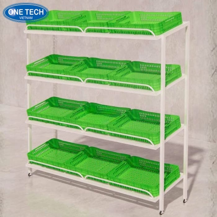 Giá kệ bày hoa quả 4 tầng khay nhựa