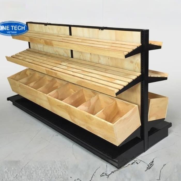 Kệ trưng bày trái cây bằng gỗ thiết kế theo yêu cầu