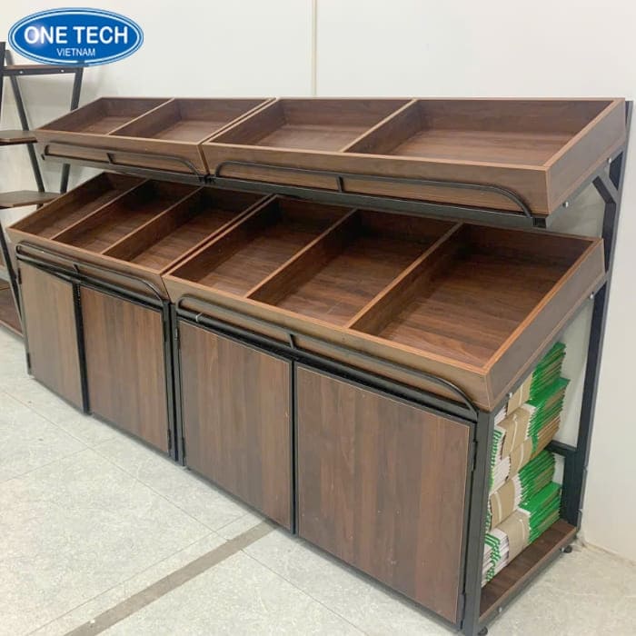 Kệ bán hoa quả sát tường tối ưu diện tích