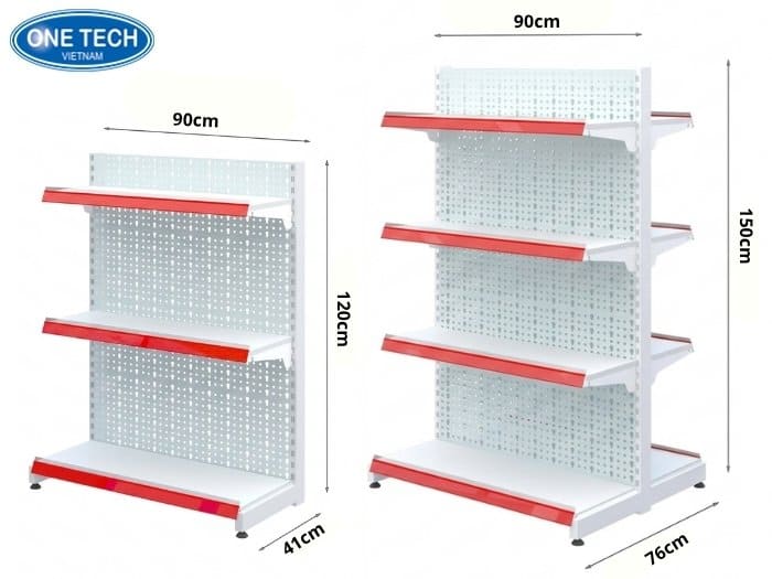 Kích thước phổ biến của hệ thống kệ siêu thị