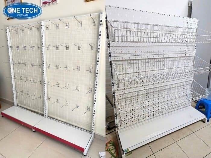 Kích thước kệ móc treo và giỏ mì