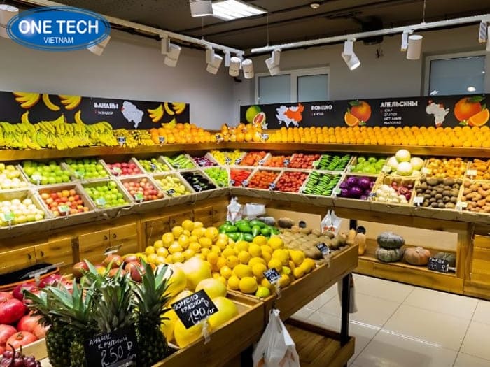 Kích thước tiêu chuẩn của kệ bán hoa quả