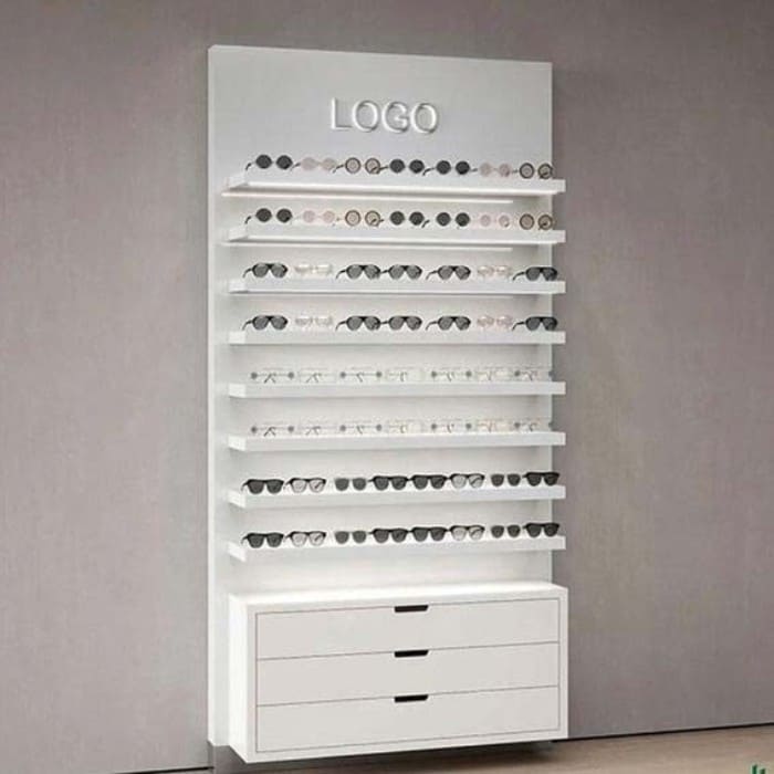 Kệ trưng bằng kính mắt gắn đèn LED