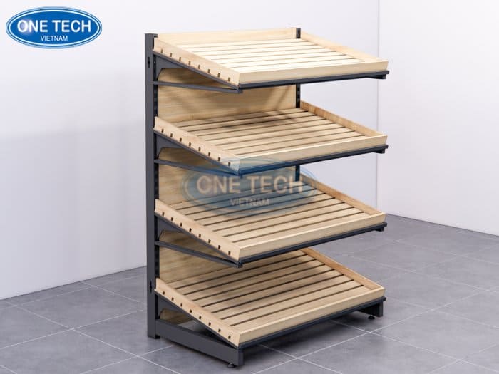 Kệ áp tường khay gỗ 4 tầng
