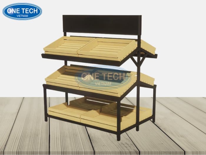 Kệ gỗ để trái cây trong siêu thị