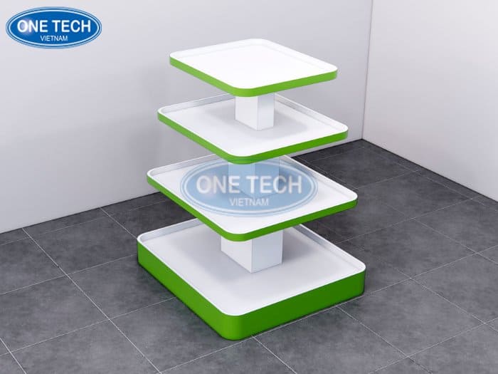Kệ siêu thị bằng gỗ nhiều màu
