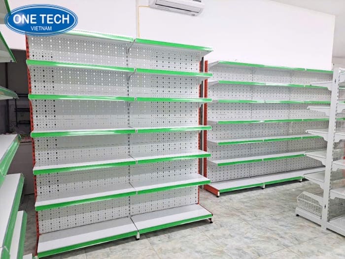 Kệ siêu thị đơn lưng tôn đục lỗ 