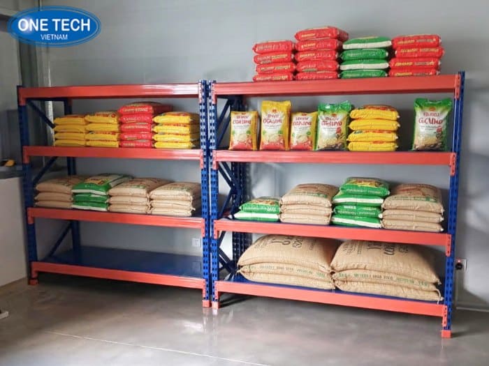 Kệ trưng bày gạo trung tải kết hợp lưu trữ