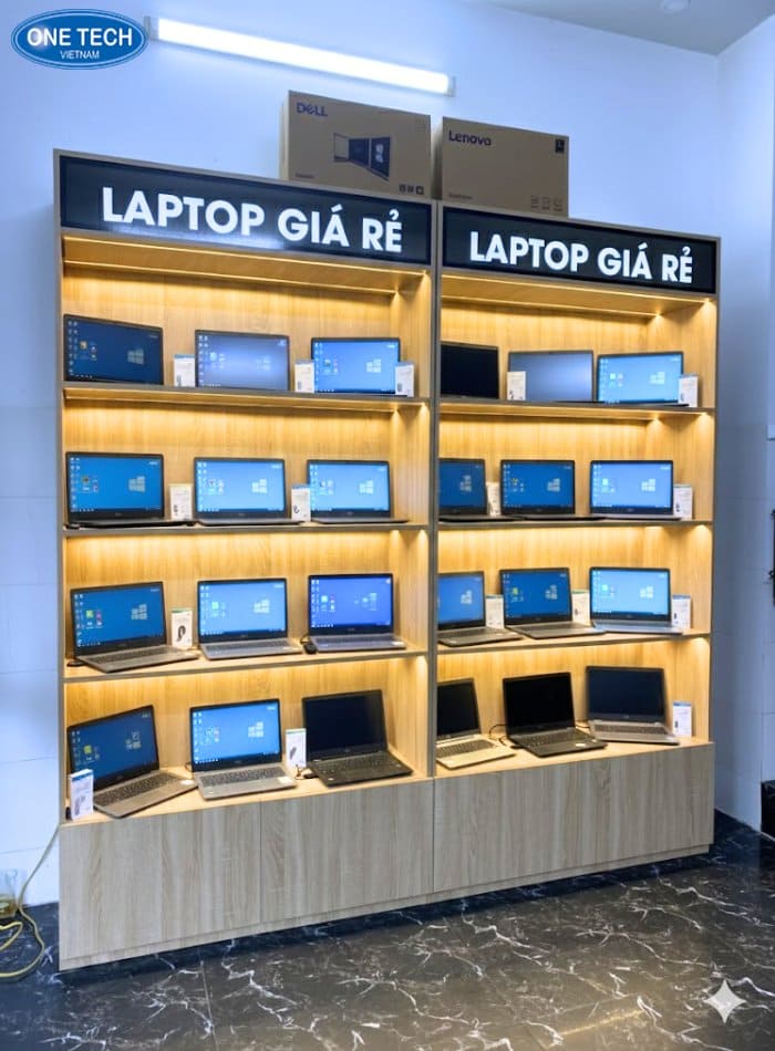 Giá kệ trưng bày máy tính xách tay bằng gỗ cao cấp