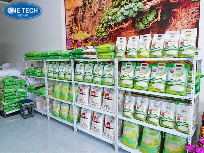 Kệ V lỗ trưng bày gạo tiết kiệm chi phí đầu tư