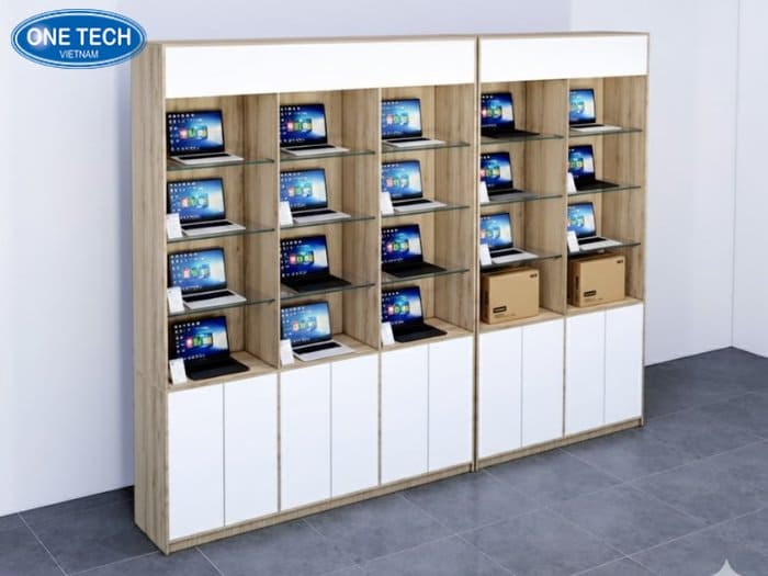 Kệ mặt kính trưng bày laptop chuyên nghiệp, nâng tầm sản phẩm