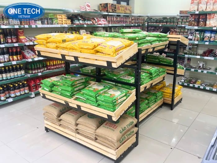 Kệ rau củ cải tiến để bày bán gạo hiệu quả