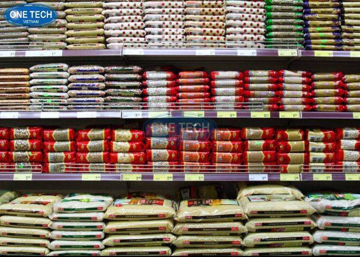 Kệ siêu thị trưng bày gạo