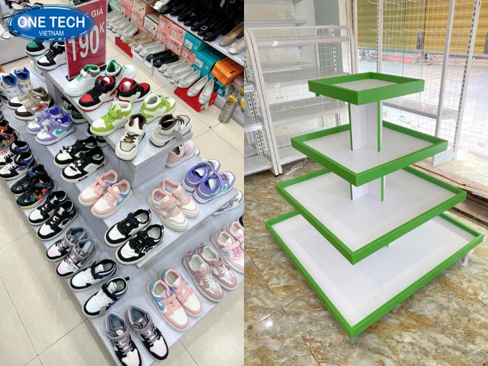 Kệ trưng bày giày dép trẻ em hình dáng nổi bật