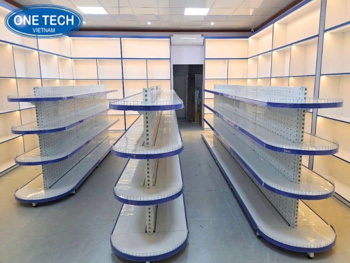 Kệ trưng bày sữa đầu kệ bán nguyệt tích hợp đèn LED