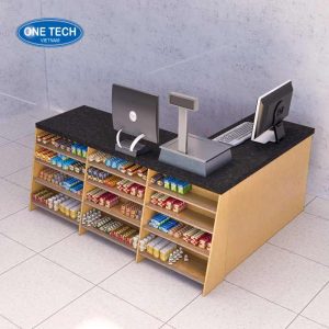 Bàn thu ngân gỗ kết hợp mặt đá