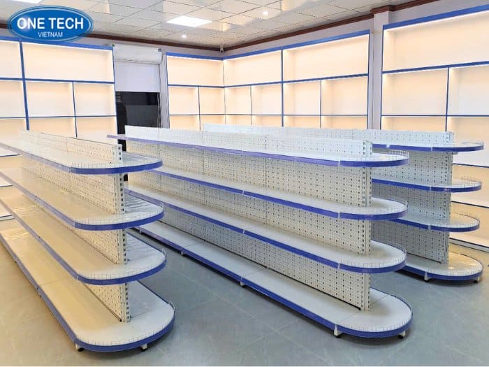 Kệ bán nguyệt trưng bày sữa