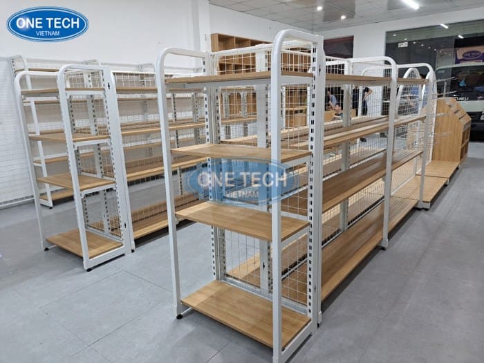 Kệ khung sắt mặt gỗ 4 tầng bày sách