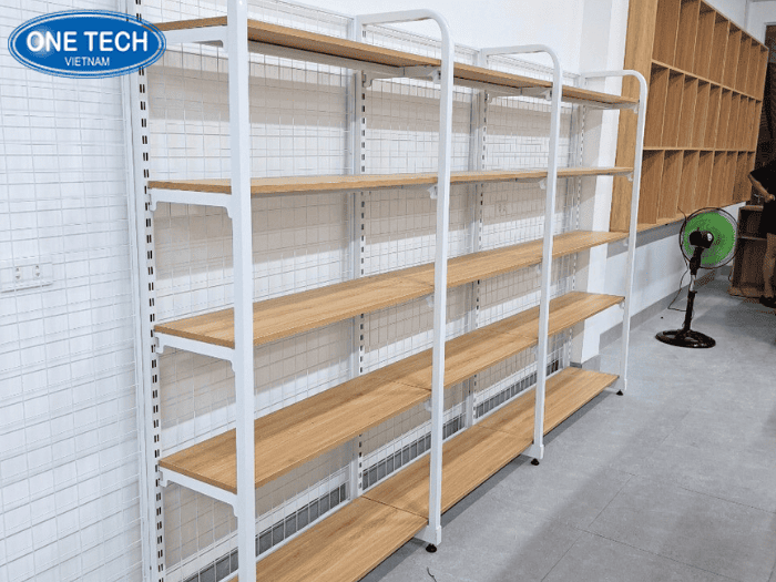 Kệ siêu thị 5 tầng mâm gỗ