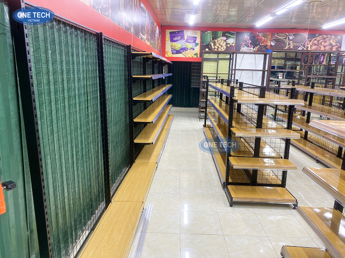 Mẫu kệ siêu thị mâm gỗ độc đáo, mới lạ tại Bạc Liêu