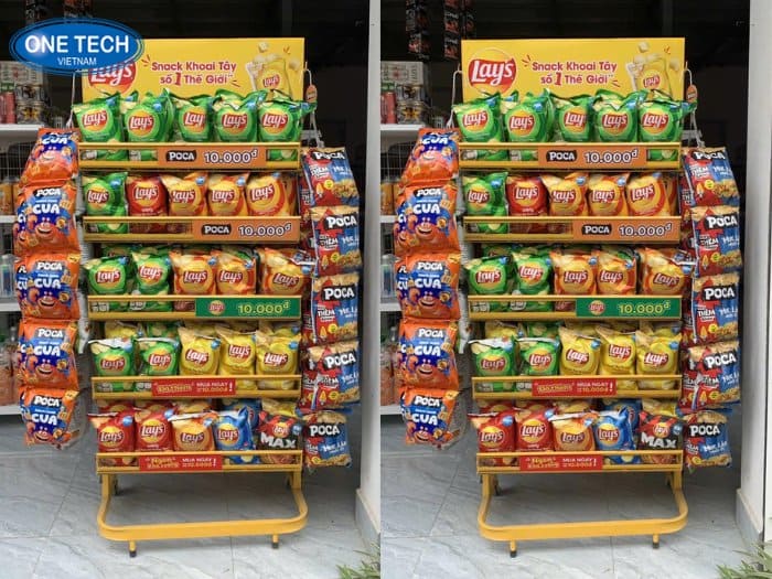 Kệ trưng bày bimbim thiết kế đa dạng mẫu mã