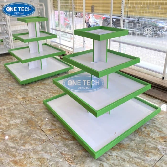Kệ trưng bày 4 tầng màu xanh lá