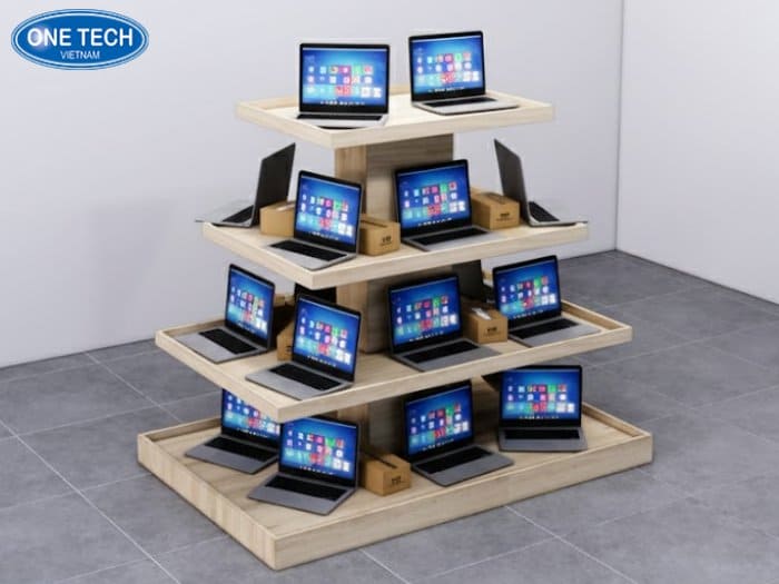 Ụ gỗ 4 tầng để máy tính