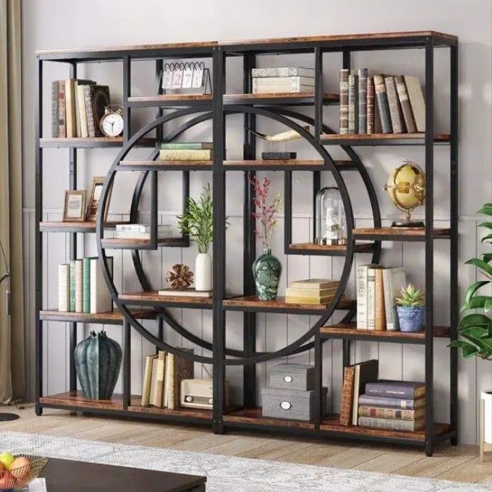 Kệ bày đồ cổ chất liệu gỗ khung bằng sắt