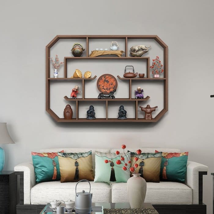 Kệ treo tường dùng trưng bày đồ cổ trong gia đình