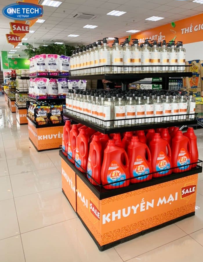 Kệ trưng bày bột giặt khuyến mãi, sale