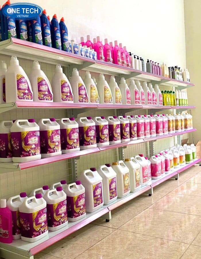 Kệ 4 tầng trưng bày nước giặt