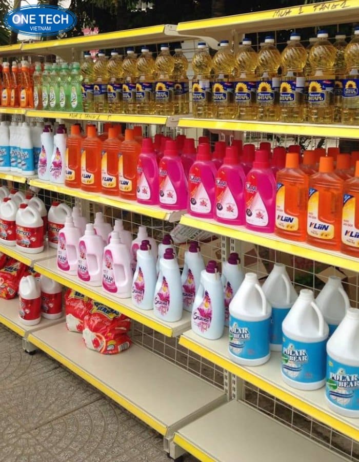 Kệ để nước giặt màu vàng nổi bật