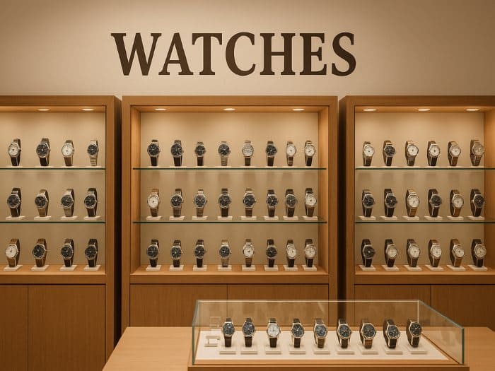 Kệ trưng bày cửa hàng đồng hồ đeo tay sang trọng