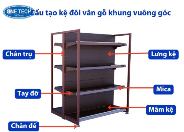 Cấu tạo cơ bản của kệ đôi vân gỗ khung hộp chữ nhật