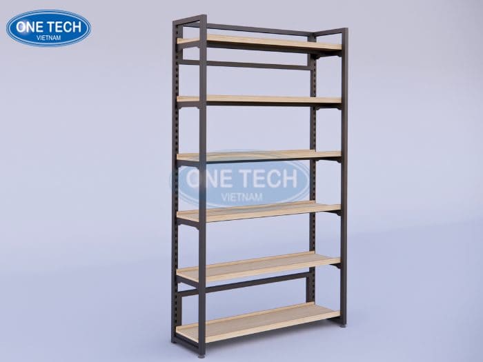 Kệ khung sắt mặt gỗ áp tường