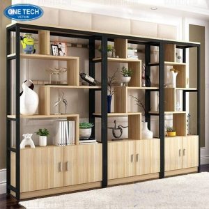 Kệ khung sắt mặt gỗ để sạch thư viện