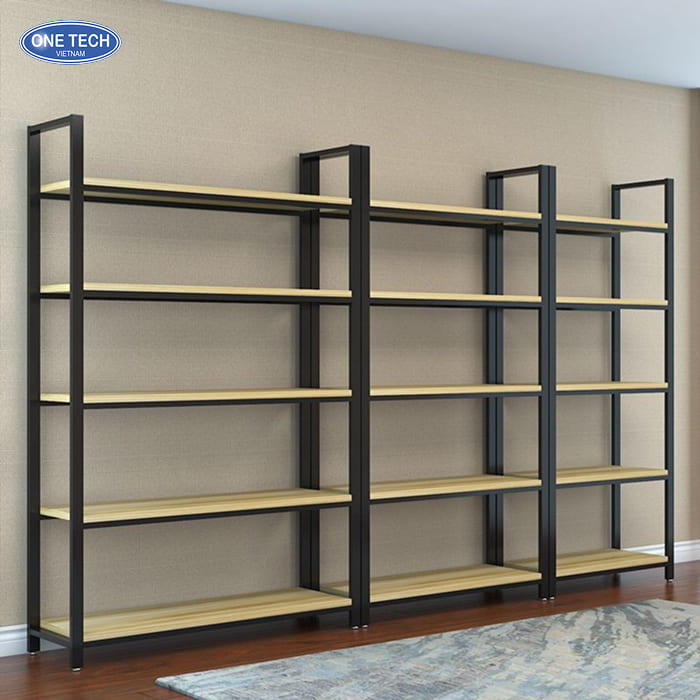 Cách lắp đặt kệ gỗ khung sắt 5 tầng