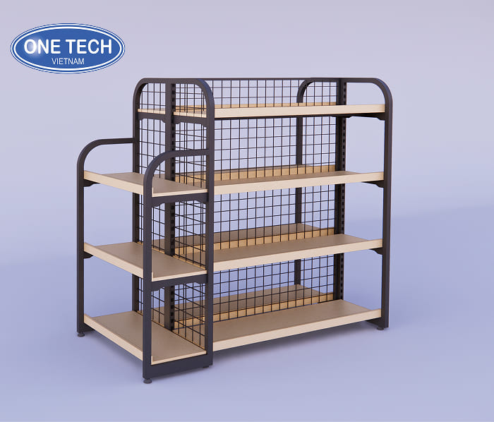 Đặc điểm cấu tạo của mẫu kệ khung sắt mặt gỗ đôi lưng lưới