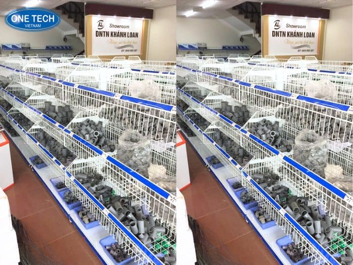 Kệ lưng lưới giỏ mì trưng bày kim khí
