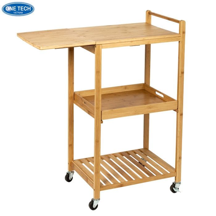 Kệ gỗ có bánh xe 3 tầng đa năng