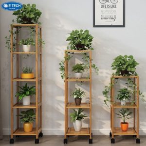 Kệ gỗ có bánh xe 5 tầng trưng bày