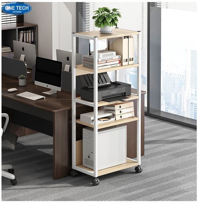 Kệ gỗ có bánh xe để tài liệu văn phòng