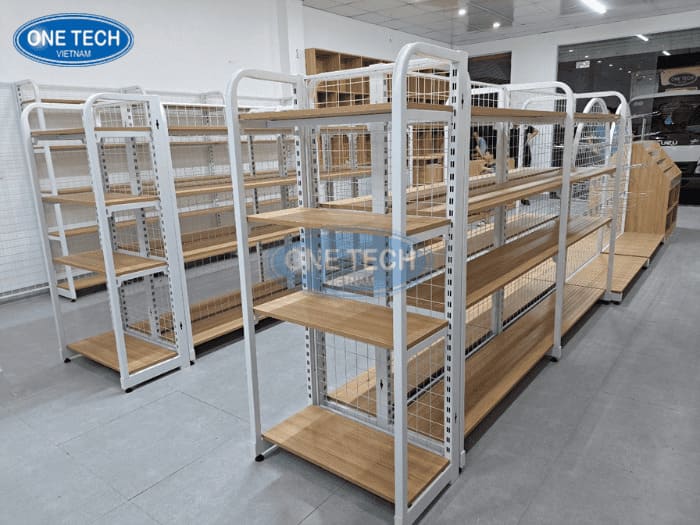 Phân loại kệ siêu thị lưới theo chất liệu