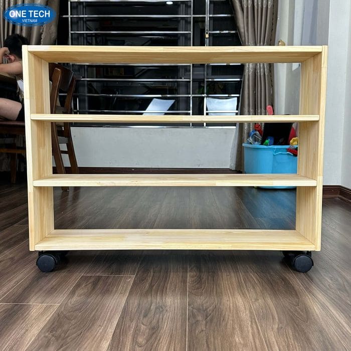 Kệ gỗ 3 tầng có bánh xe