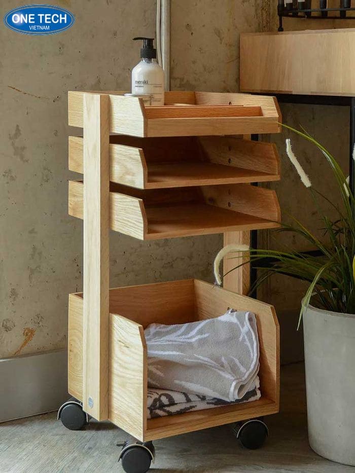 Kệ gỗ có bánh xe hiện đại