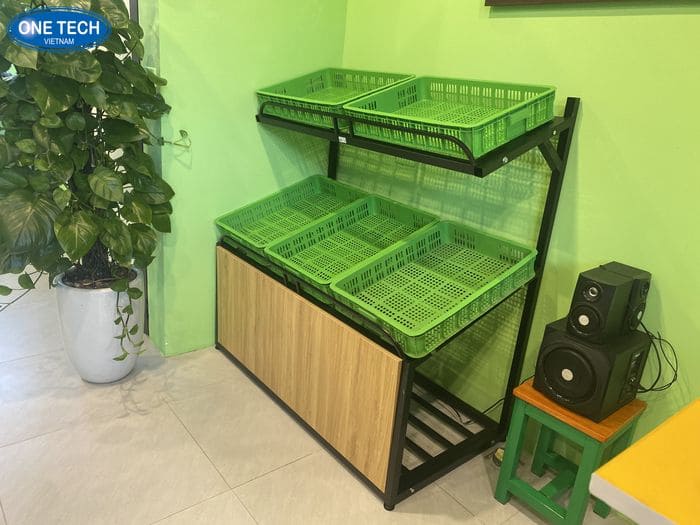 Kệ gỗ khay nhựa sát tường