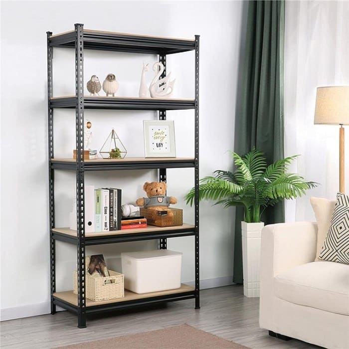 Kệ khung sắt mặt gỗ 4 tầng trang trí phòng khách